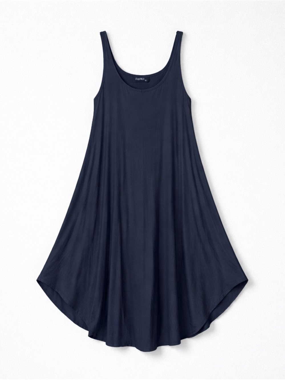 Papillon Navy Midi Dress Crew Neck Stretch Minimalist Dress (Xs)